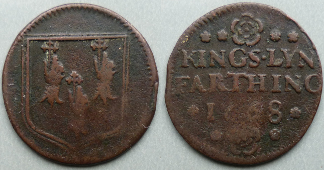 Lynn Regis (King's Lynn), town issue 1668 farthing N3067 Lynn Regis (King's Lynn), town issue 1668 farthing N3067